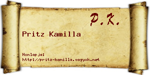 Pritz Kamilla névjegykártya